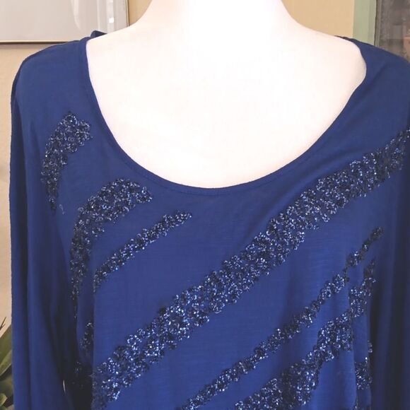 Coldwater Creek Navy Sequined Blouse. Dressy. Cocktail. Party. - Picture 2 of 9